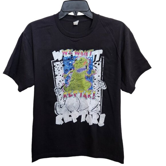 Rugrats We Want Reptar!‎ T-shirt Men's Size M Black Short Sleeves FLAW - Picture 7 of 7